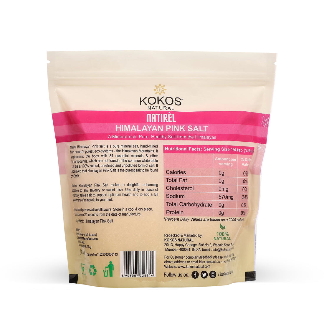 Natirèl Himalayan Pink Salt - 1kg