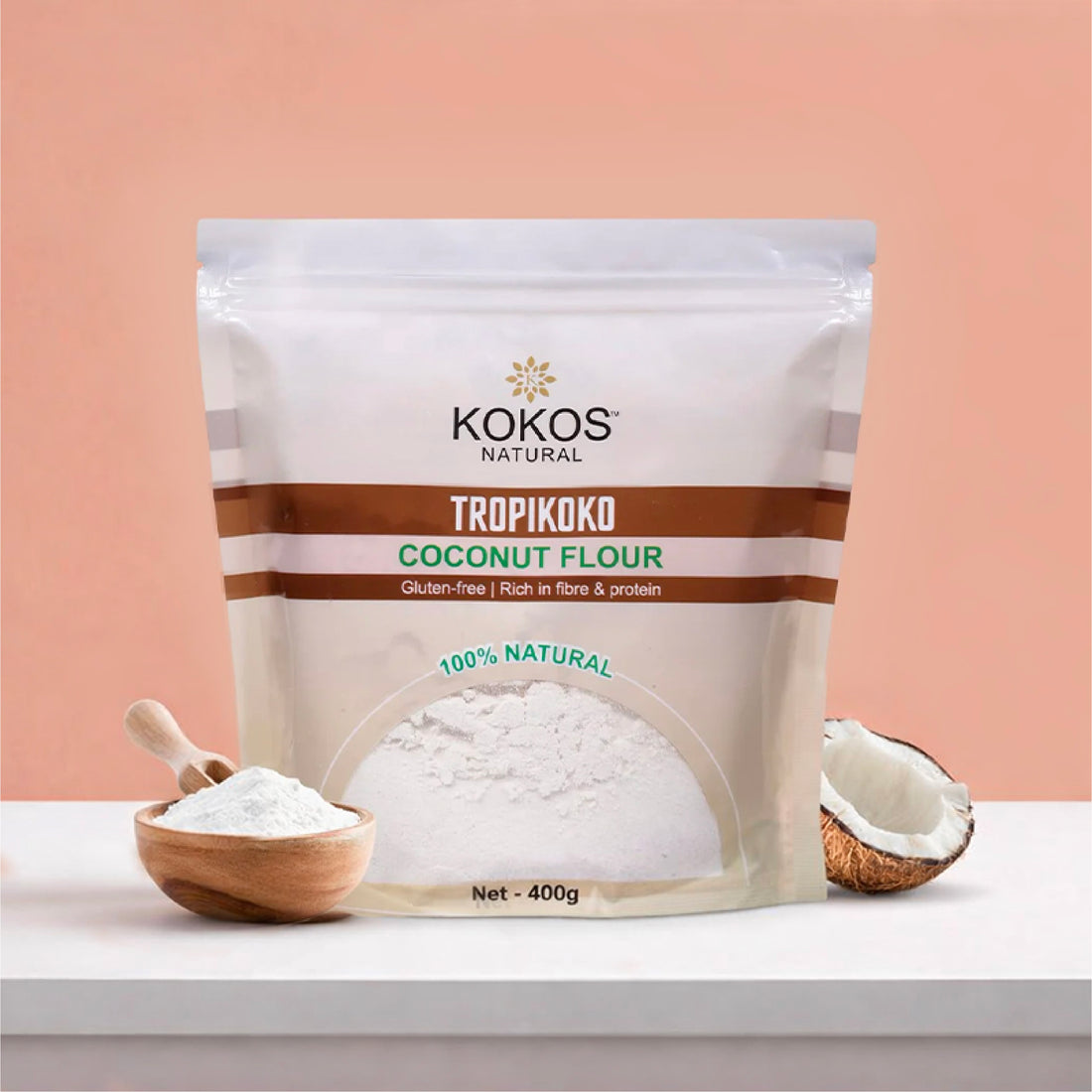 Tropikoko coconut flour 400g pack by Kokos Natural gluten free coconut flour