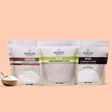 Cassava Flour, Coconut Flour, Raw Banana Flour