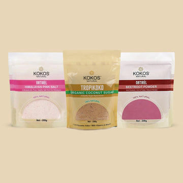 Organic Coconut Sugar, Himalayan Pink Salt, Beetroot Powder